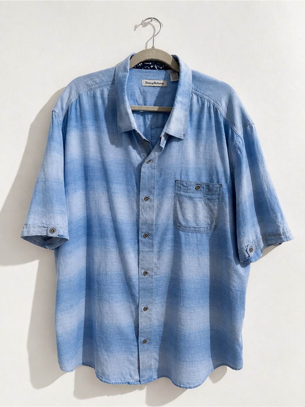 Tommy Bahama Blue Linen Blend Button Front Shirt 2XL Coastal Resort Wear - Picture 2 of 11